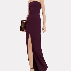 Solace London Bysha Aubergine strapless gown